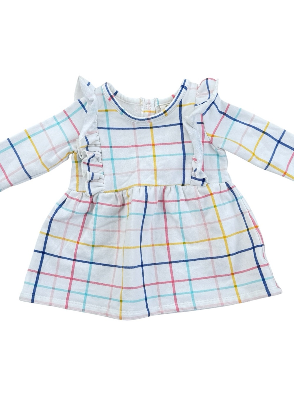Tucker + Tate White Baby Top with Blue, Yellow, and Pink Plaid